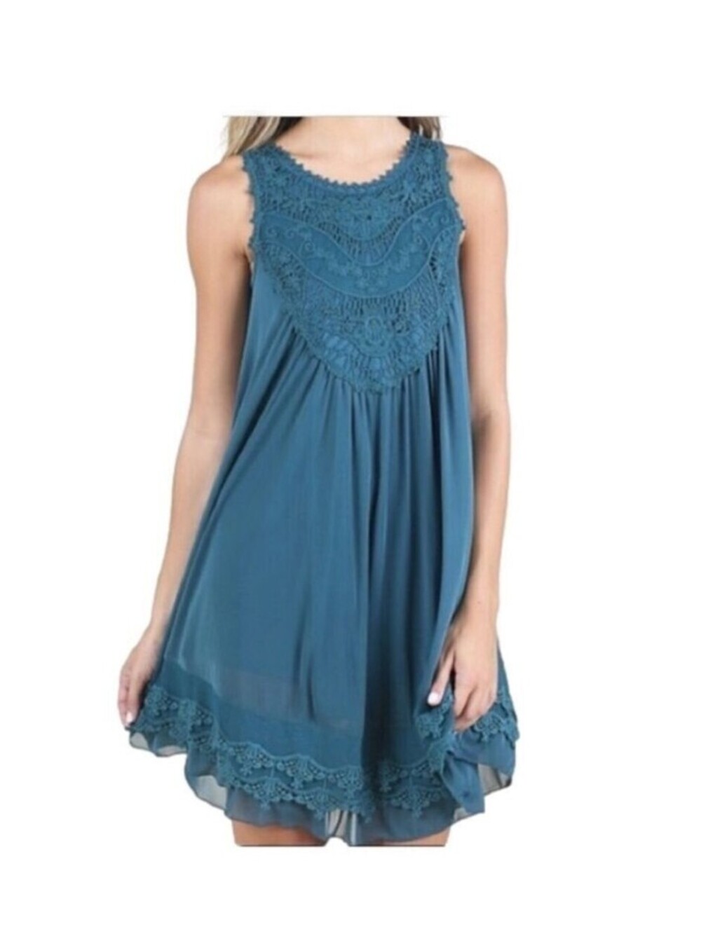 Altar’d State Lace Dress Dark Turquoise XS Feminine Boho Whimsygoth